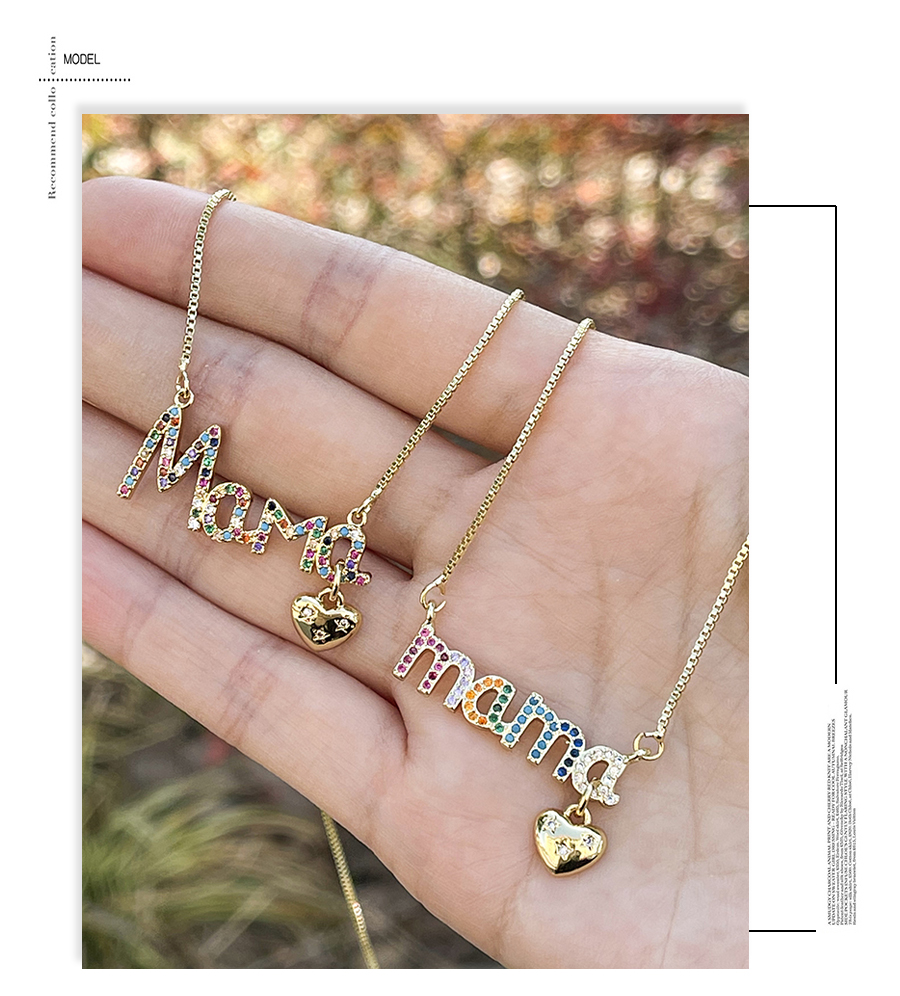 Fashion Color-2 Bronze Zirconium Letter Heart Pendant Necklace,Necklaces