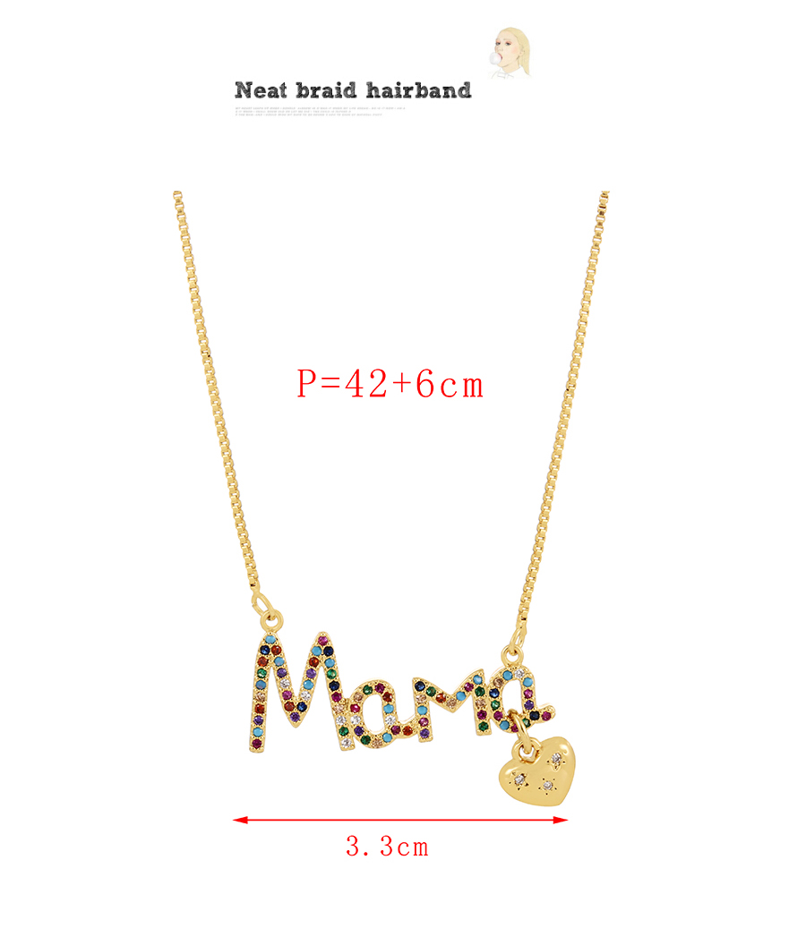 Fashion Color Bronze Zirconium Letter Heart Pendant Necklace,Necklaces