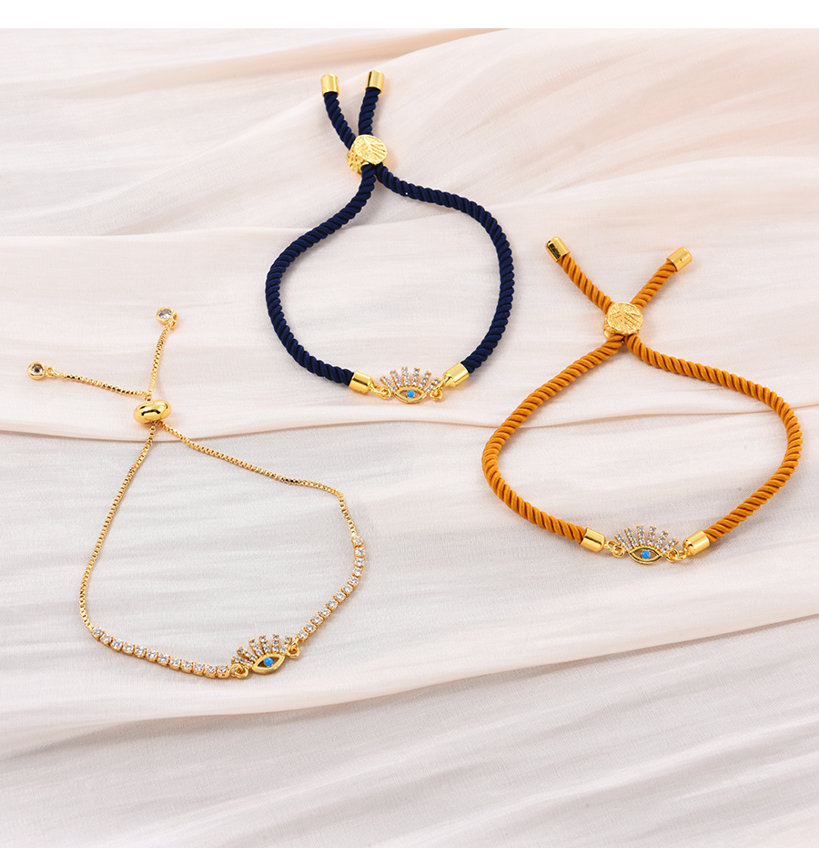 Fashion Turmeric Braided Eye Bracelet With Brass And Zirconium Oil Drops,Bracelets