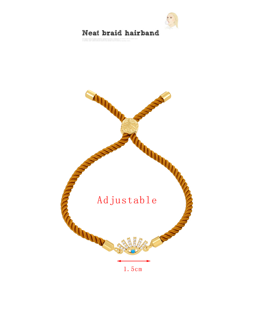 Fashion Turmeric Braided Eye Bracelet With Brass And Zirconium Oil Drops,Bracelets