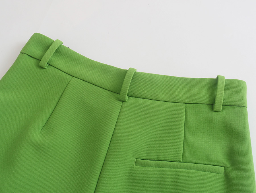Fashion Green Straight-leg Micro-pleated Trousers,Pants