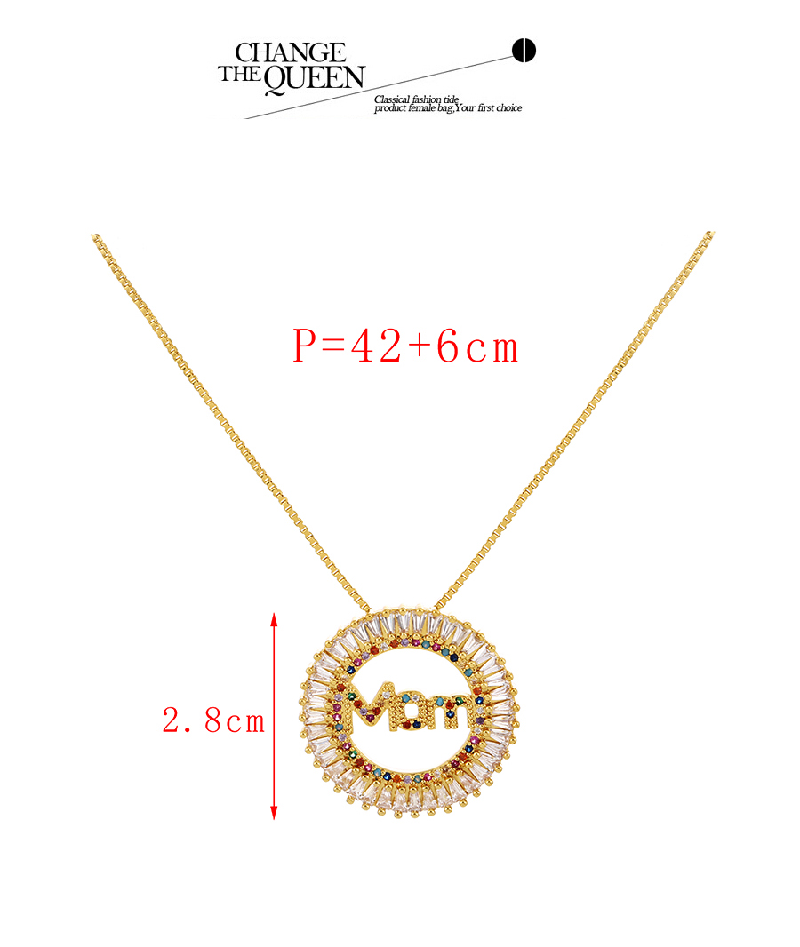 Fashion Gold-2 Bronze Zirconium Alphabet Round Pendant Necklace,Necklaces