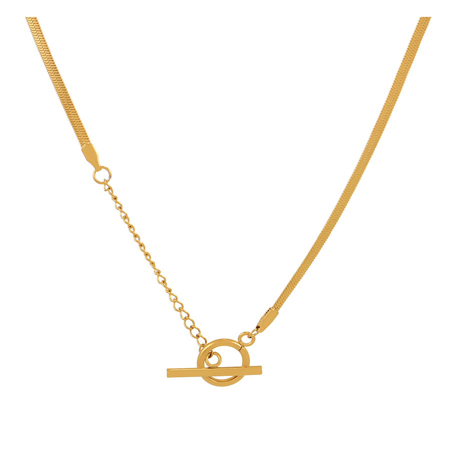 Fashion Gold-2 Titanium Stitched Ot Buckle Necklace,Necklaces