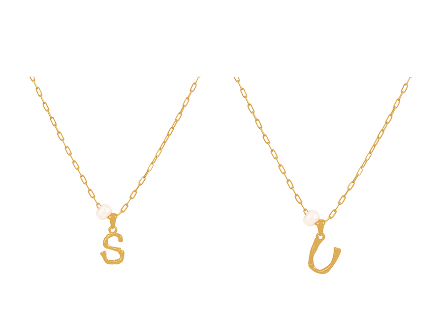 Fashion W Titanium Steel Pearl 26 Letter Pendant Necklace,Necklaces