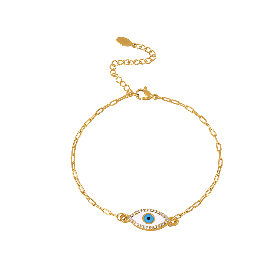 Fashion Gold-2 Titanium Steel Zirconium Oil Drop Eye Pendant Bracelet,Bracelets