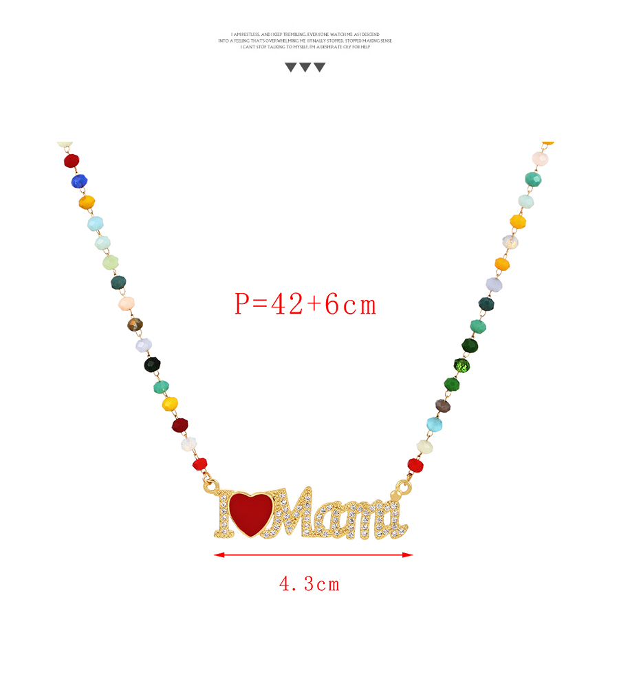 Fashion Color-2 Titanium Steel Inlaid Zirconium Letter Dripping Oil Love Crystal Necklace,Necklaces