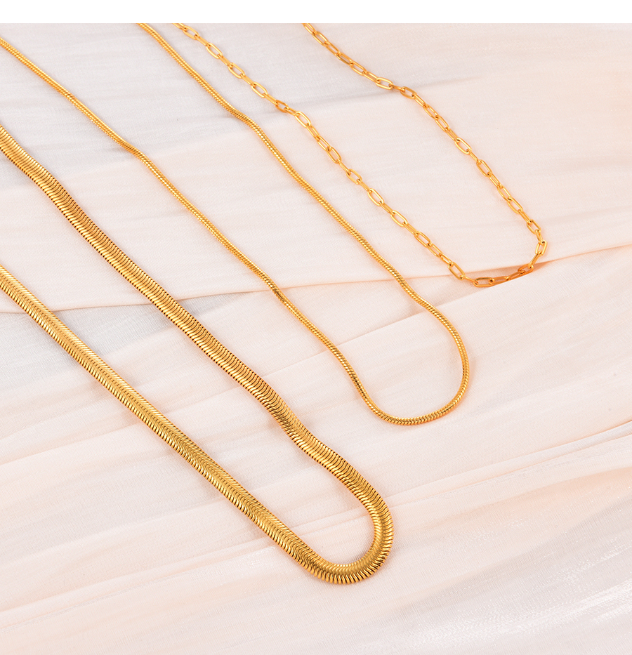 Fashion Gold-3 Titanium Steel Chain Necklace,Necklaces