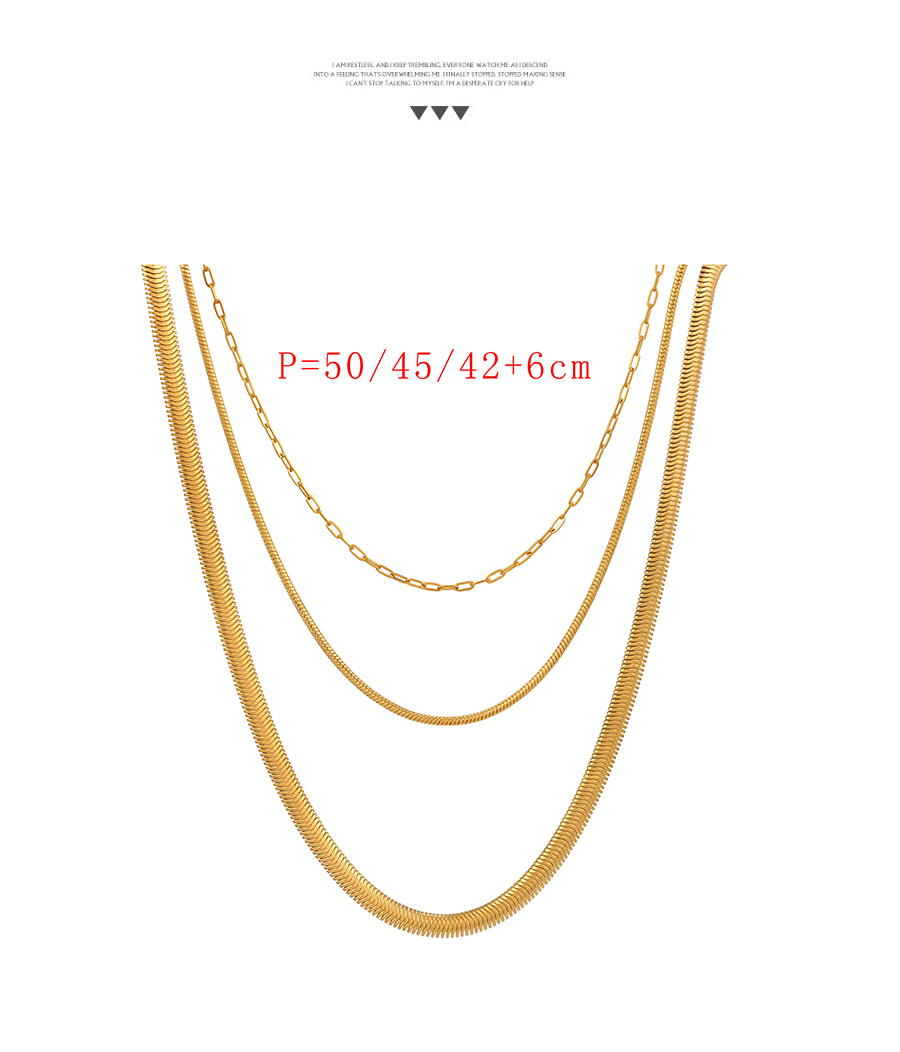 Fashion Gold-4 Titanium Steel Multilayer Snake Bone Necklace,Necklaces
