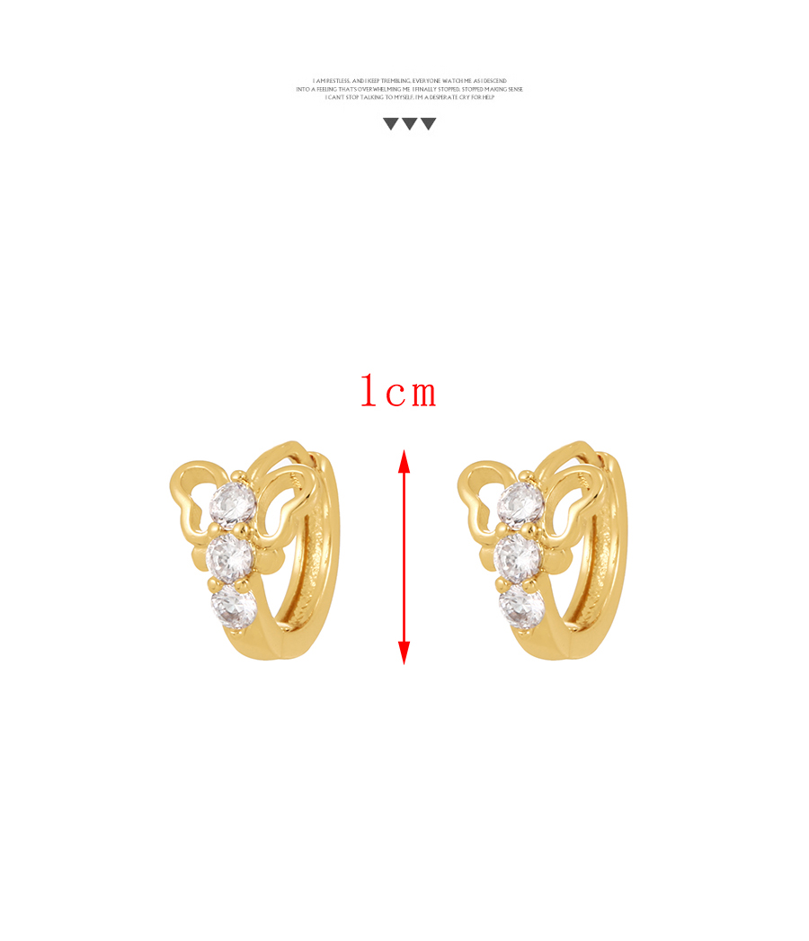 Fashion Gold-4 Brass Inset Zirconium Round Earrings,Earrings