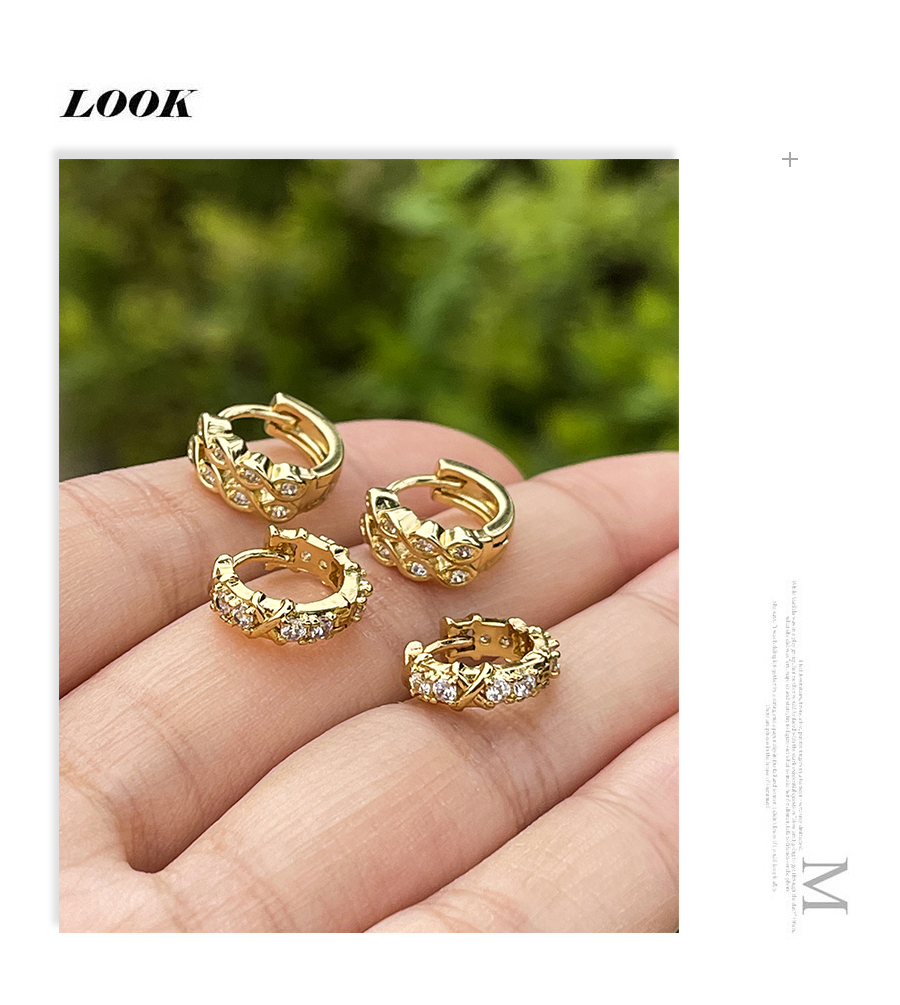 Fashion Gold-4 Copper Inlaid Zirconium Heart Earrings,Earrings