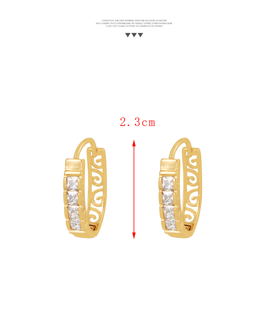 Fashion Gold-2 Copper Inlaid Zirconium Hollow Pattern Earrings,Earrings