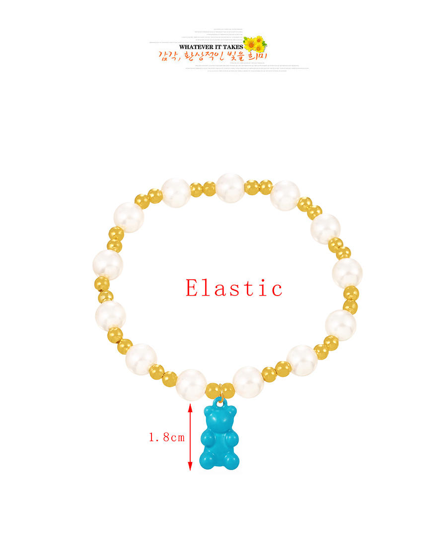Fashion Yellow Copper Beaded Pearl Drip Bear Pendant Bracelet,Bracelets