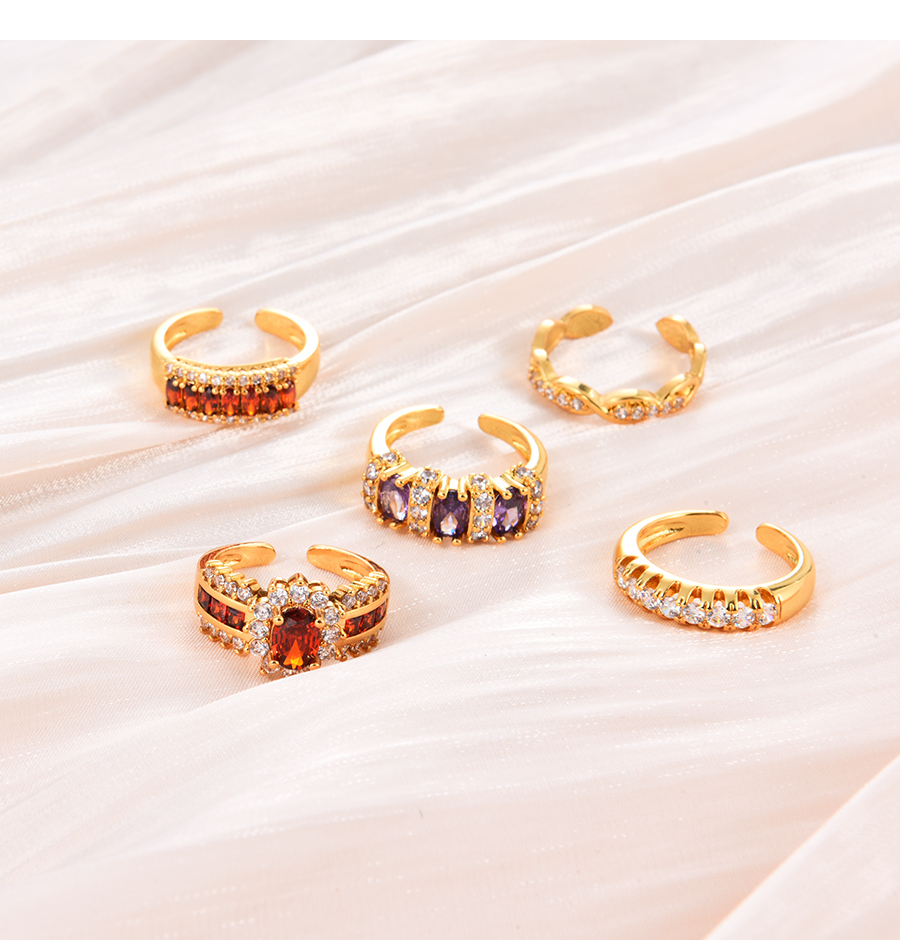Fashion Gold Bronze Zirconium Geometric Ring,Rings