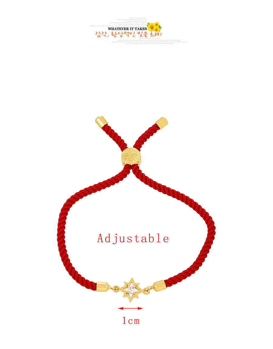 Fashion Red Bronze Zirconium Geometric Braided Beaded Bracelet,Bracelets