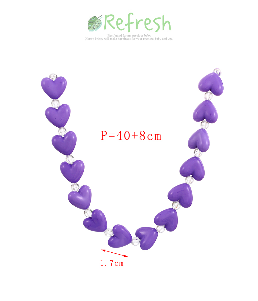Fashion Purple Alloy Resin Heart Necklace,Pendants