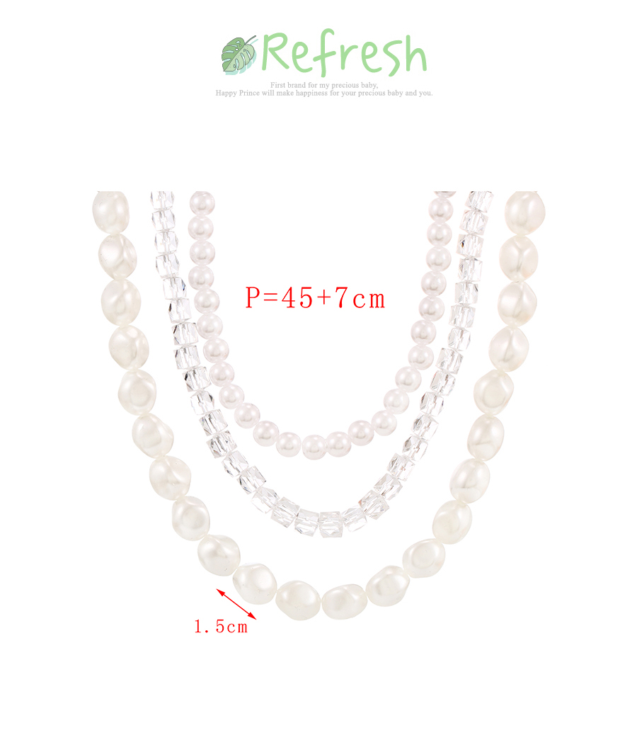 Fashion White Pearl Crystal Beaded Multilayer Necklace,Multi Strand Necklaces