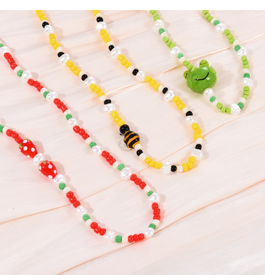 Fashion Yellow Pearl Resin Bee Rice Beaded Necklace,Beaded Necklaces