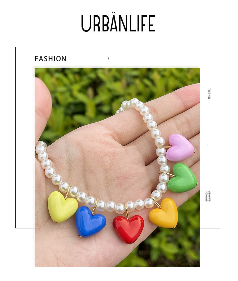 Fashion Color Alloy Resin Heart Pearl Necklace,Pendants