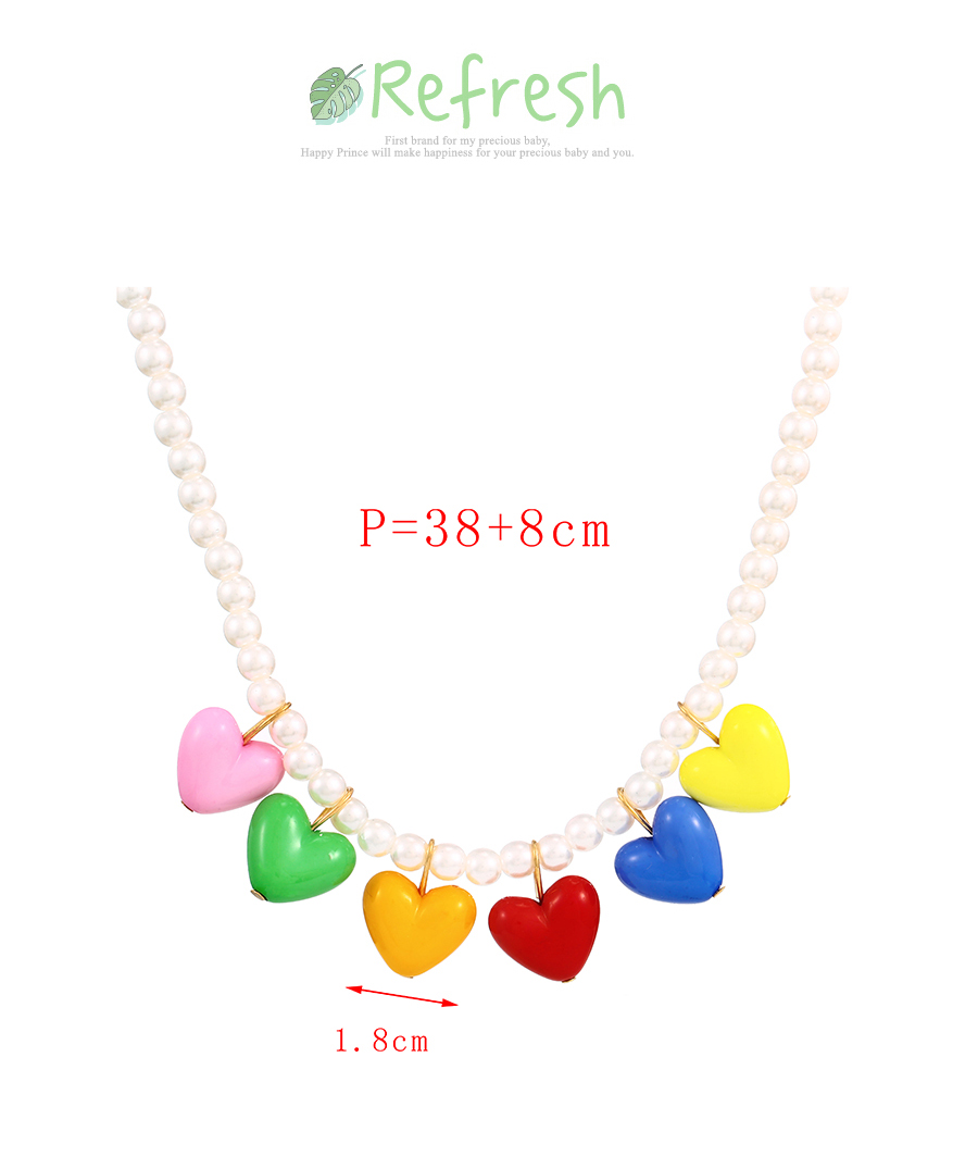 Fashion Color Alloy Resin Heart Pearl Necklace,Pendants