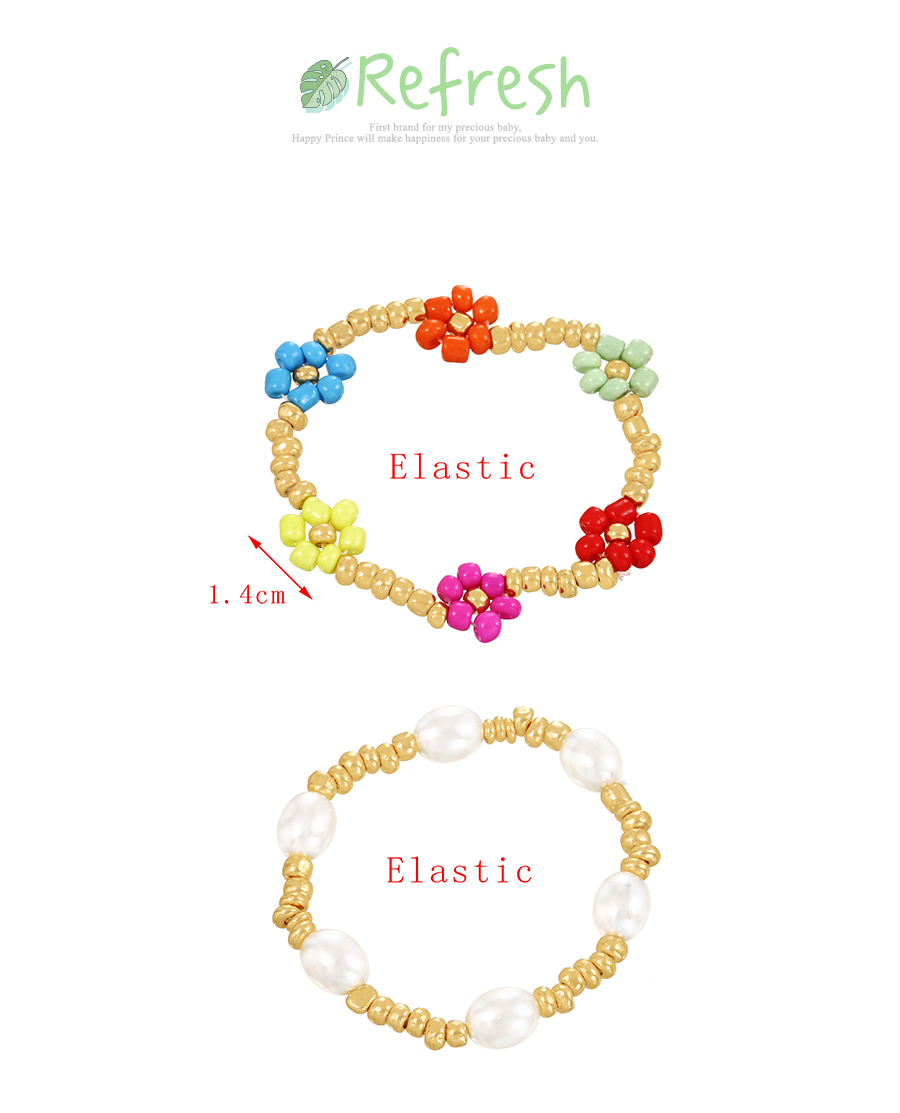 Fashion Light Yellow Alloy Rice Bead Flower Pearl Beaded Bracelet Two Piece Set,Beaded Necklaces