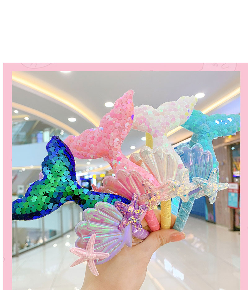 Fashion Hairpin Rose Pink Tail Laser Sequined Fishtail Starfish Shell Hair Clip,Hairpins