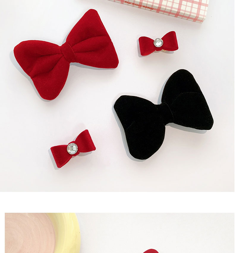 Fashion [grab Clip] Wine Red Flocked Bow Grabber,Hair Claws
