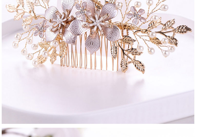 Fashion Gold Alloy Pearl Flower Braided Comb,Hairpins