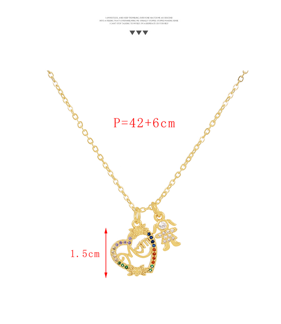 Fashion Gold-3 Brass Inlaid Zirconium Heart Letter Girls Pendant Necklace,Necklaces