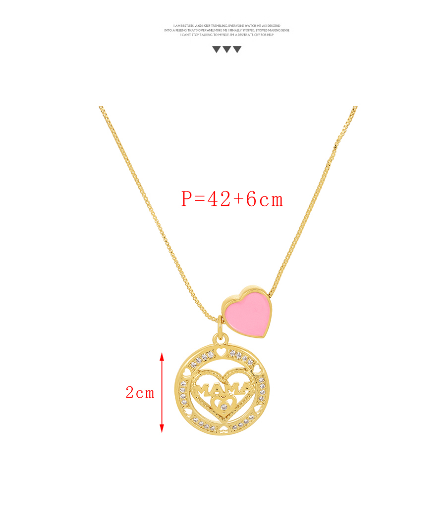 Fashion Gold-3 Bronze Inlaid Zirconium Oil Drop Five-pointed Star Love Letter Pendant Necklace,Necklaces