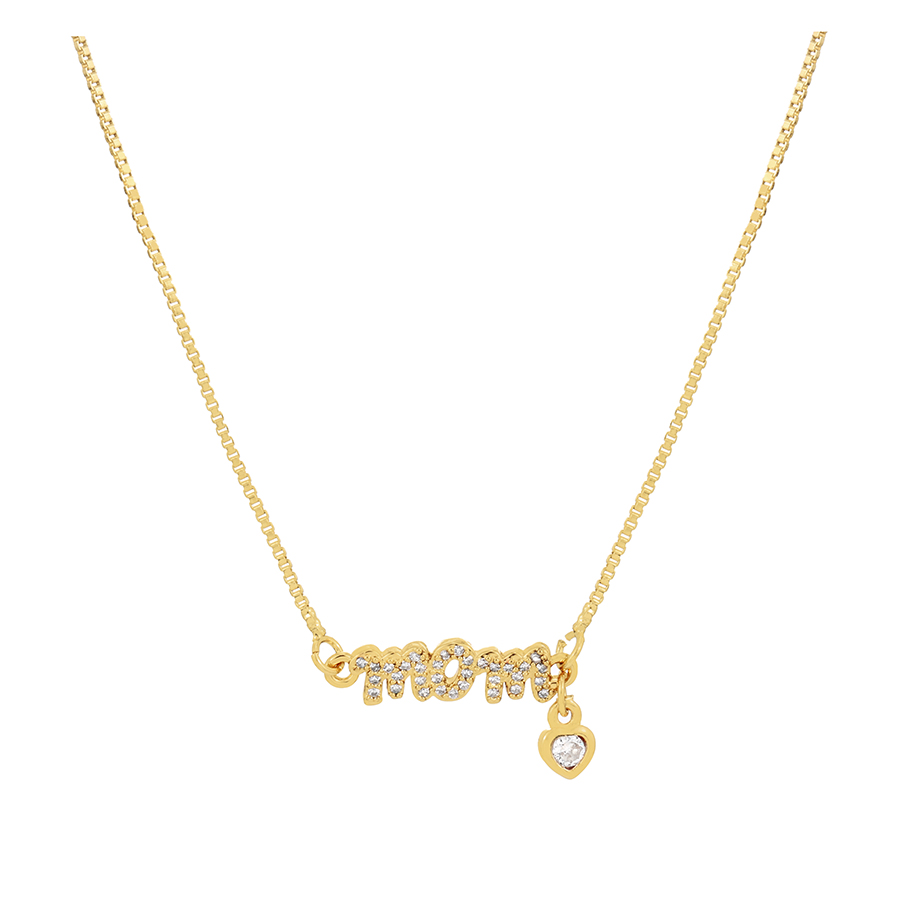 Fashion Gold-2 Bronze Zirconium Heart Letter Pendant Necklace,Necklaces