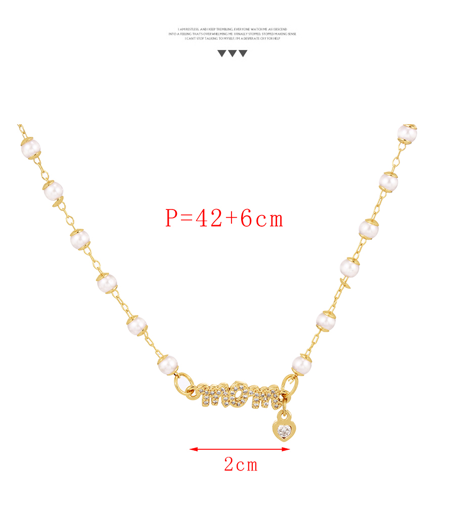Fashion Gold-2 Bronze Zirconium Heart Letter Pendant Necklace,Necklaces