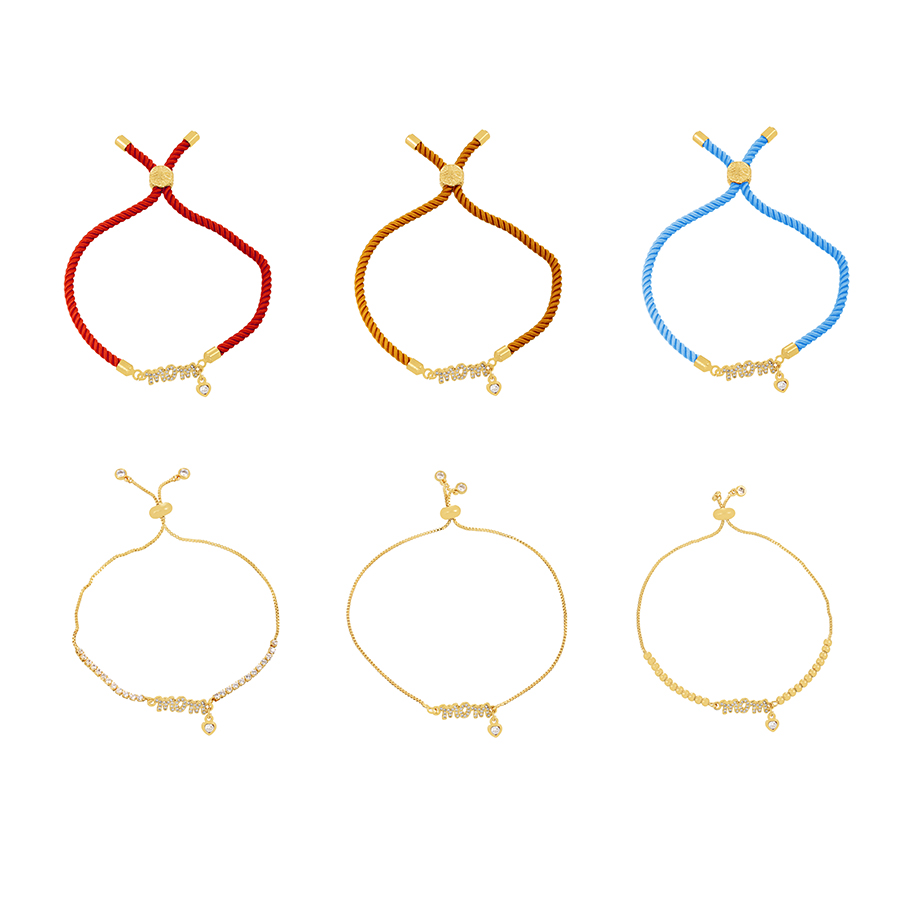 Fashion Gold-3 Brass Inlaid Zirconium Letter Bracelet,Bracelets
