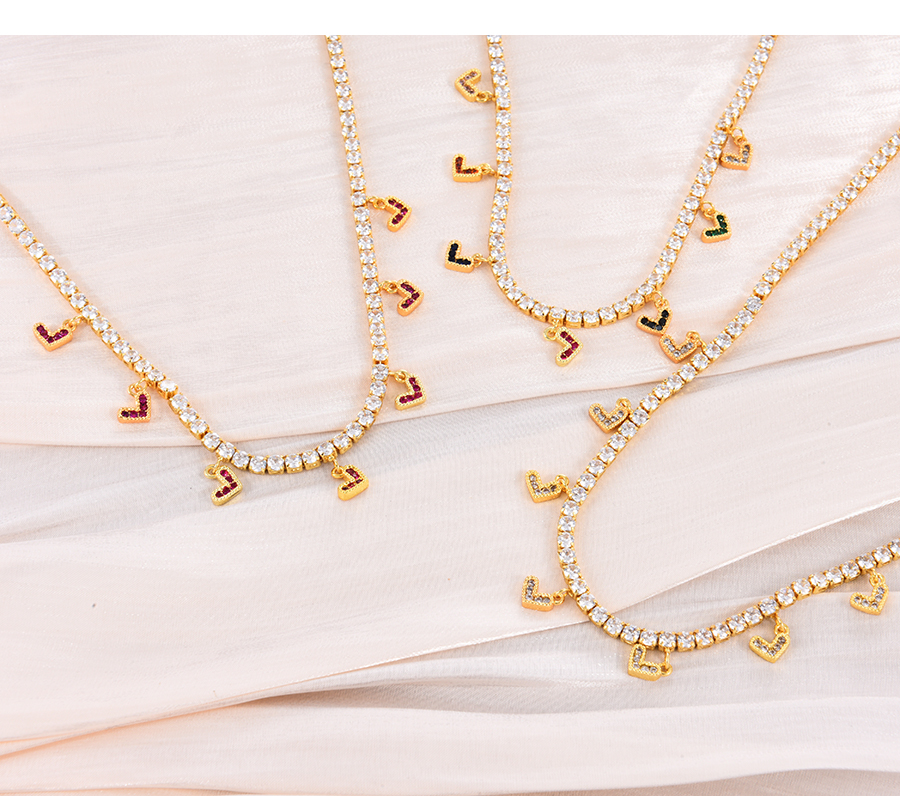 Fashion White Bronze Zirconium Heart Pendant Necklace,Necklaces