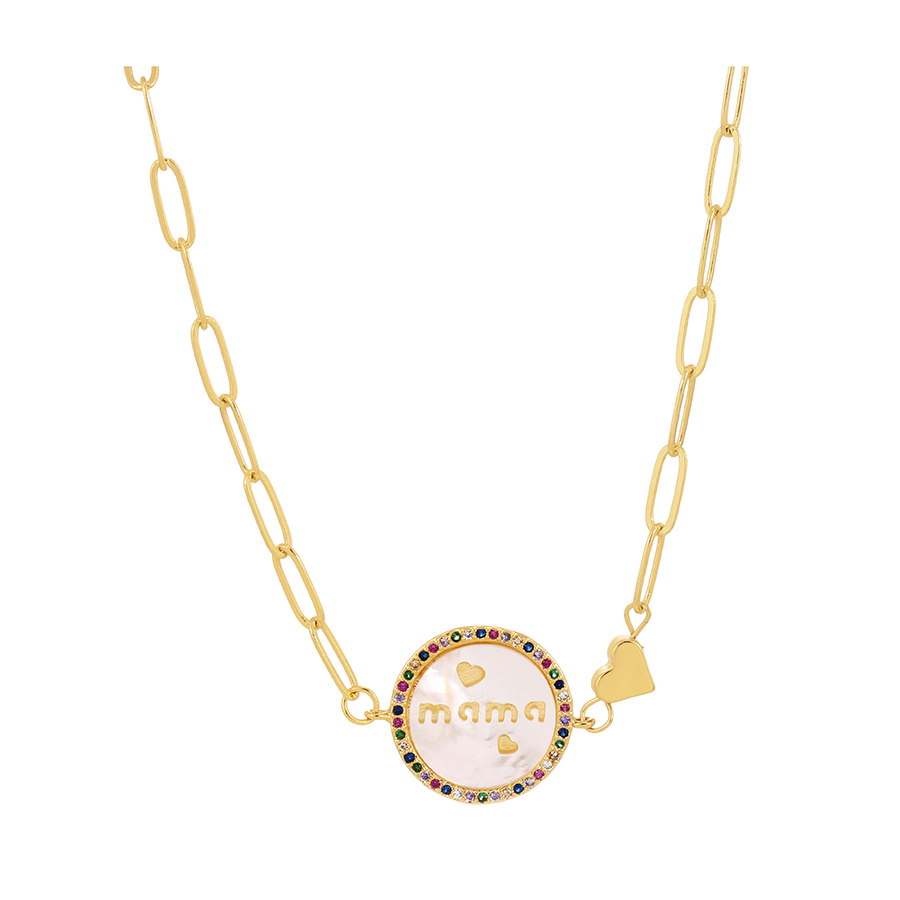 Fashion Gold Bronze Zirconium Shell Alphabet Pendant Necklace,Necklaces