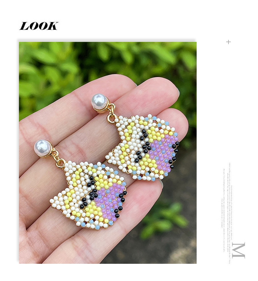 Fashion Color Alloy Rice Bead Pearl Geometric Stud Earrings,Stud Earrings