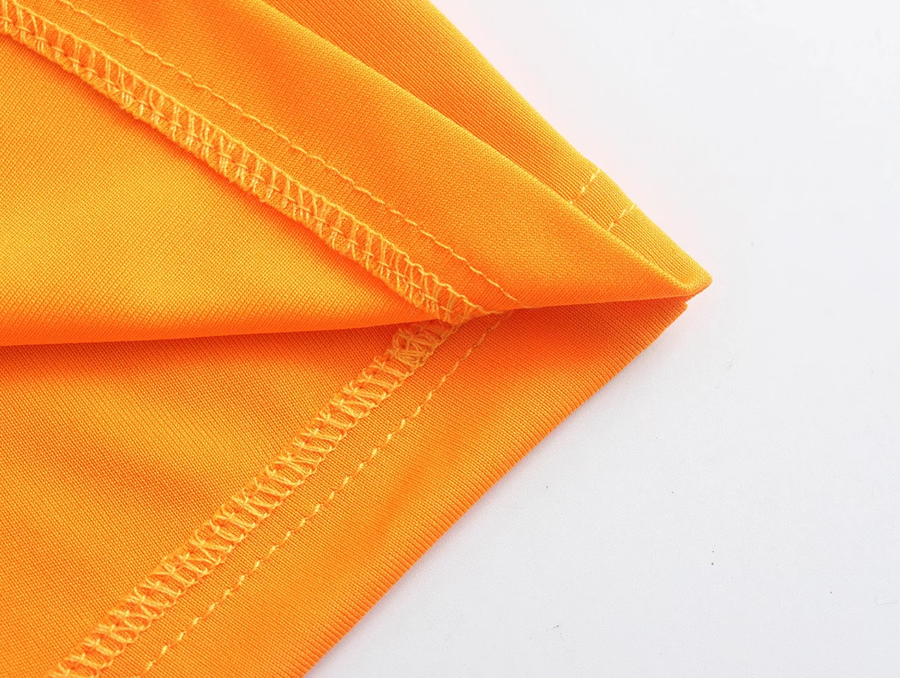 Fashion Orange Woven Pleated Slip-neck Skirt,Long Dress