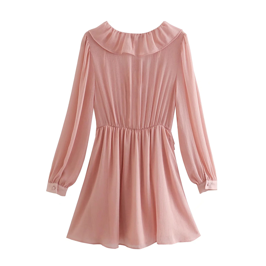 Fashion Pink Chiffon V-neck Lace Dress,Mini & Short Dresses