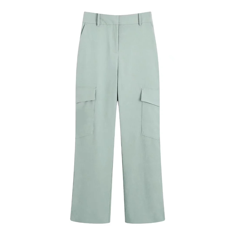 Fashion Lake Blue Woven Multi-pocket Cargo Pants,Pants