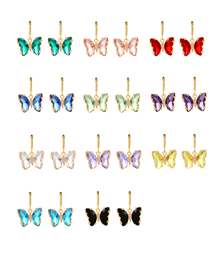 Fashion Black Alloy Diamond Butterfly Pendant Copper Earrings,Earrings