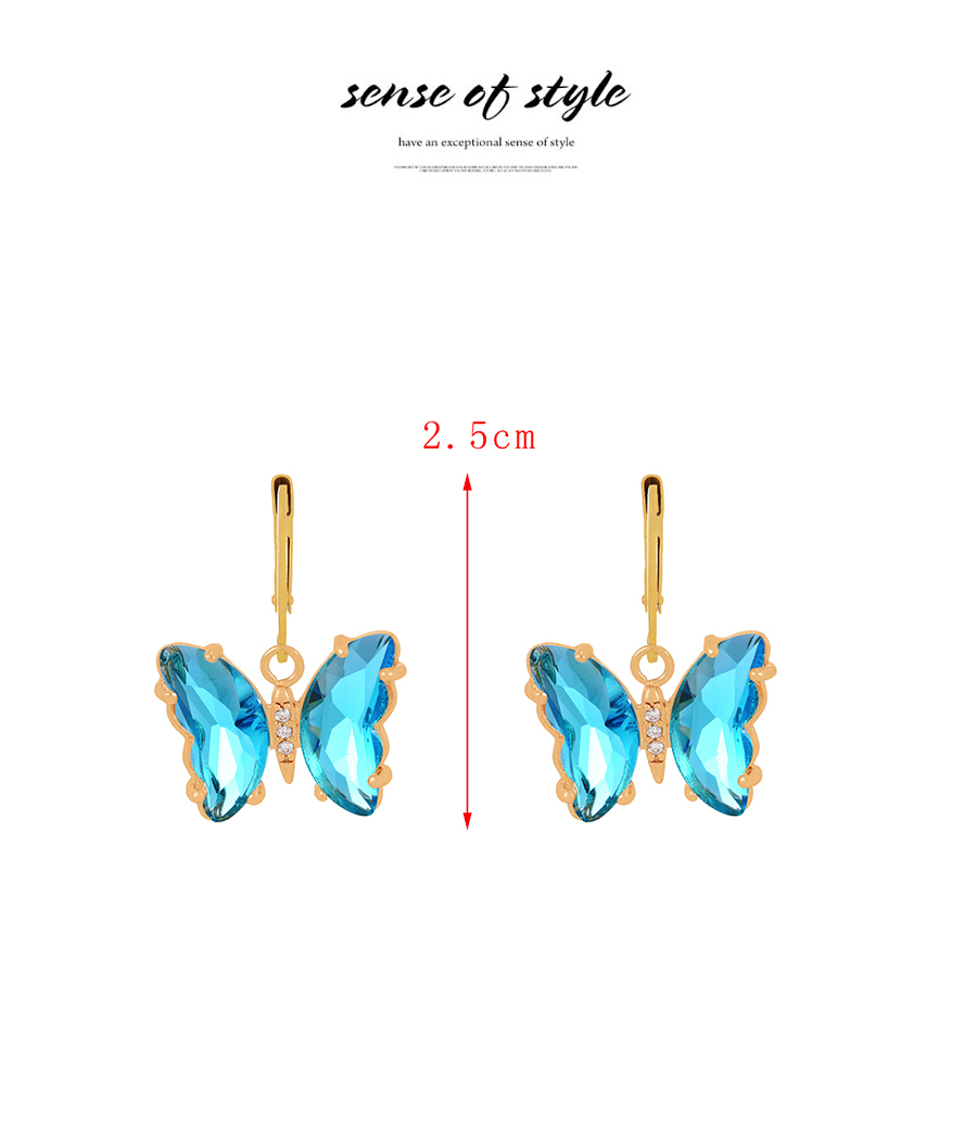 Fashion Black Alloy Diamond Butterfly Pendant Copper Earrings,Earrings