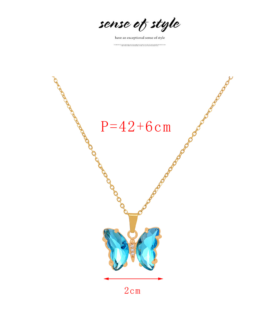 Fashion Black Alloy Diamond Butterfly Pendant Titanium Steel Necklace,Pendants