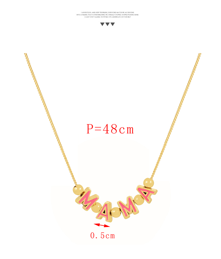Fashion Gold-2 Copper Bead Drip Oil Letter Mom Necklace,Necklaces