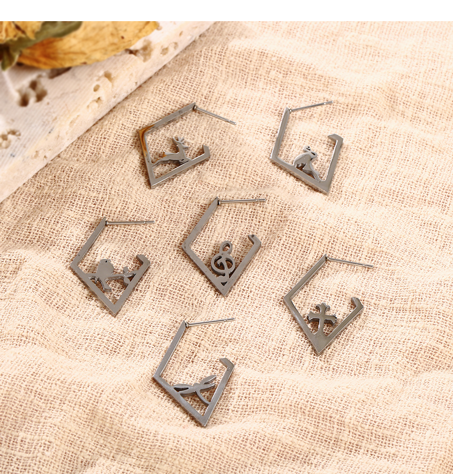 Fashion Deer Stainless Steel Geometric Earrings (single),Earrings