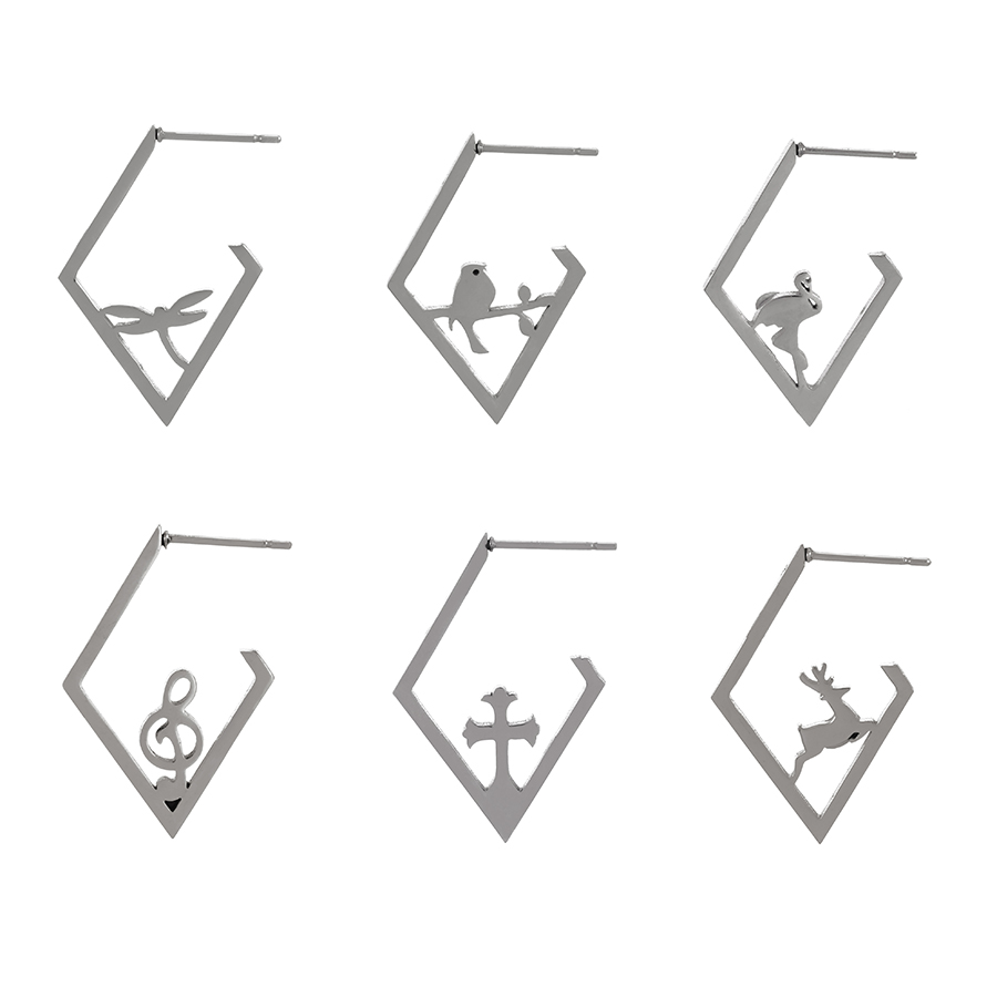 Fashion Bird Stainless Steel Geometric Earrings (single),Earrings