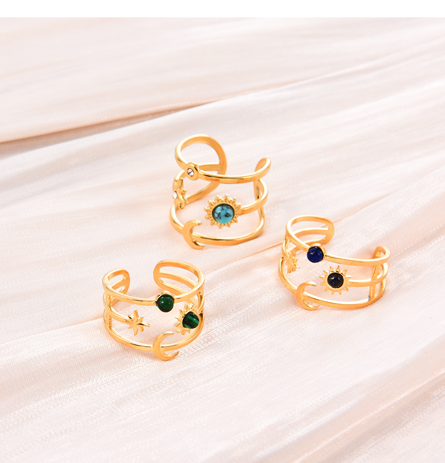 Fashion Gold Titanium Steel Resin Crescent Sun Ring,Rings