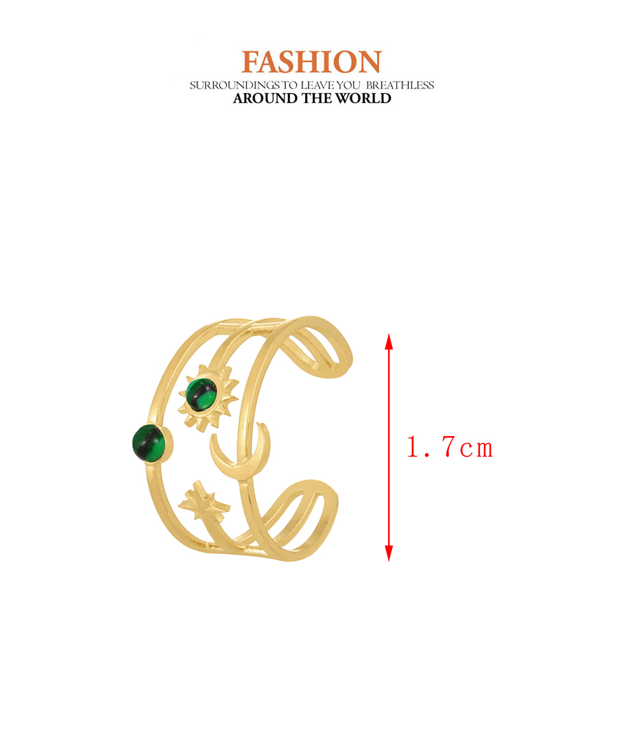 Fashion Gold Titanium Steel Resin Crescent Sun Ring,Rings