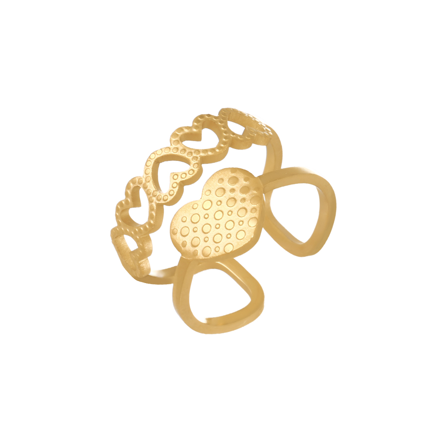 Fashion Gold Titanium Steel Cutout Heart Ring,Rings