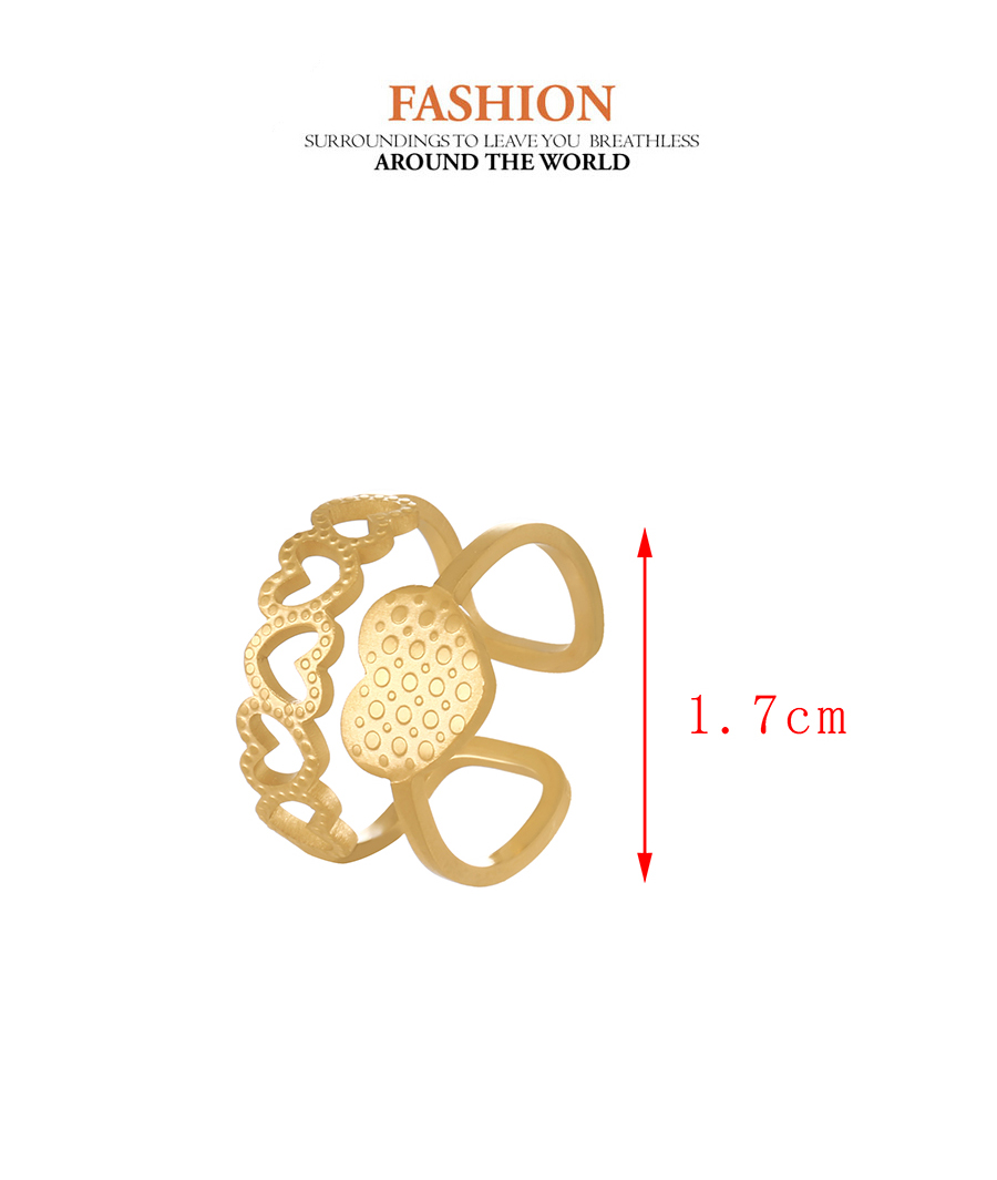 Fashion Gold Titanium Steel Cutout Heart Ring,Rings