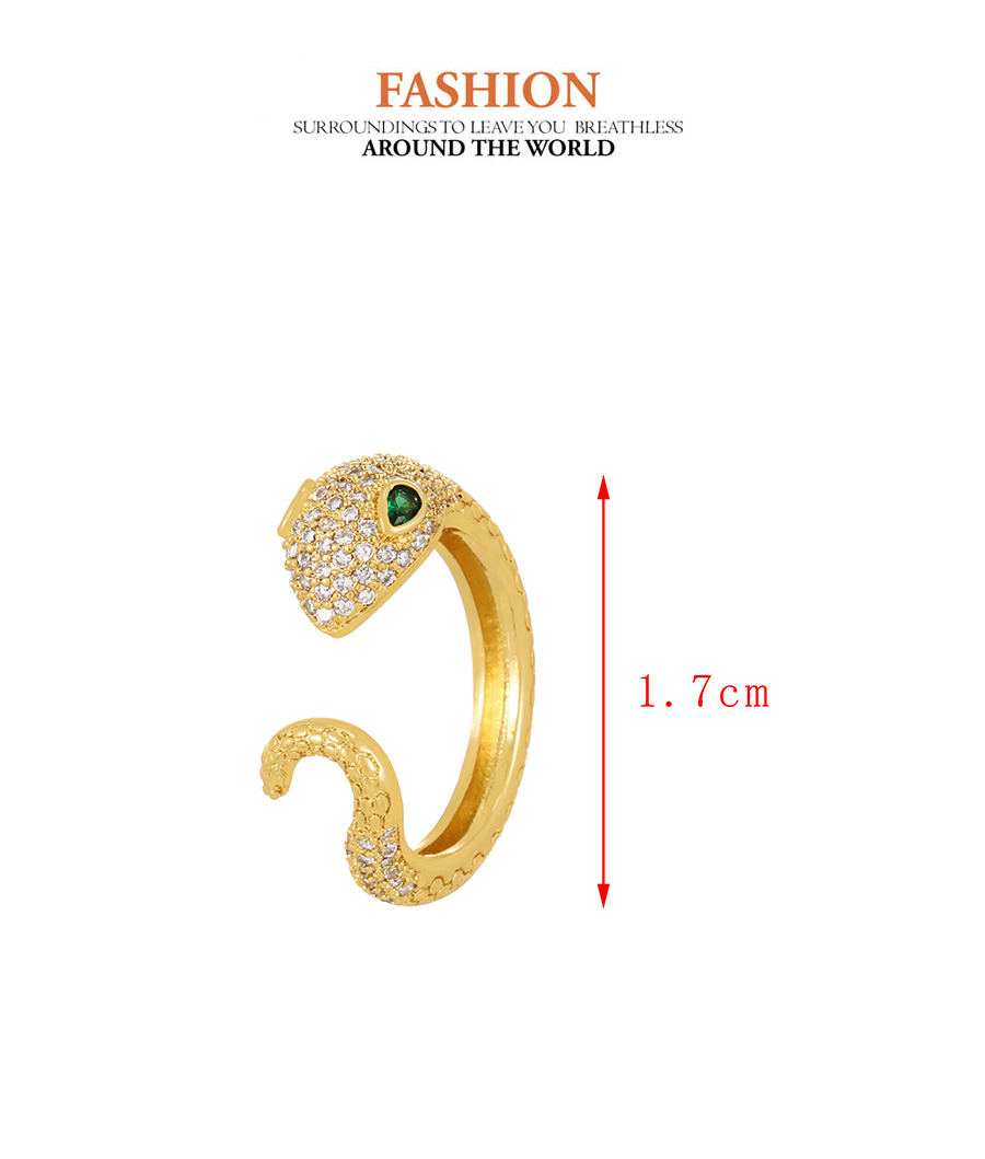 Fashion Gold-4 Bronze Zircon Snake Ring,Rings