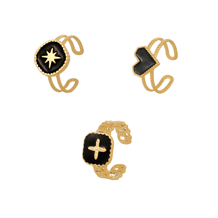 Fashion Gold-3 Titanium Drip Cross Ring,Rings
